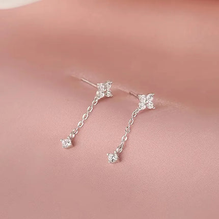 French Luxury Sweet Romantic Long Zircon Tassel Twisted Earrings for Women Temperament Wedding  Banquet Jewelry Gift