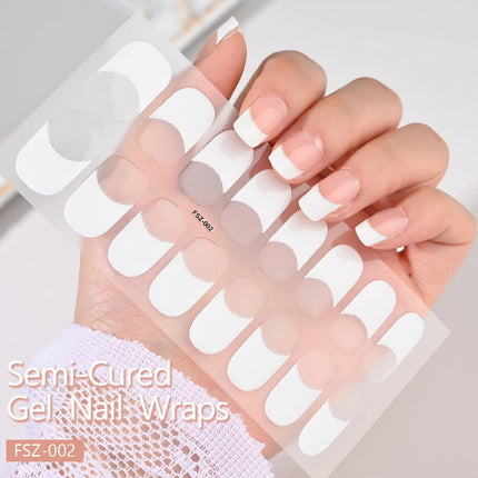 Semi Cured Wraps Fast Gel Nail Sticker Soild Nail Gel Wraps Adhesive Full Cover Gel Nail Decal UV Lamp Cured Manicure Decoration