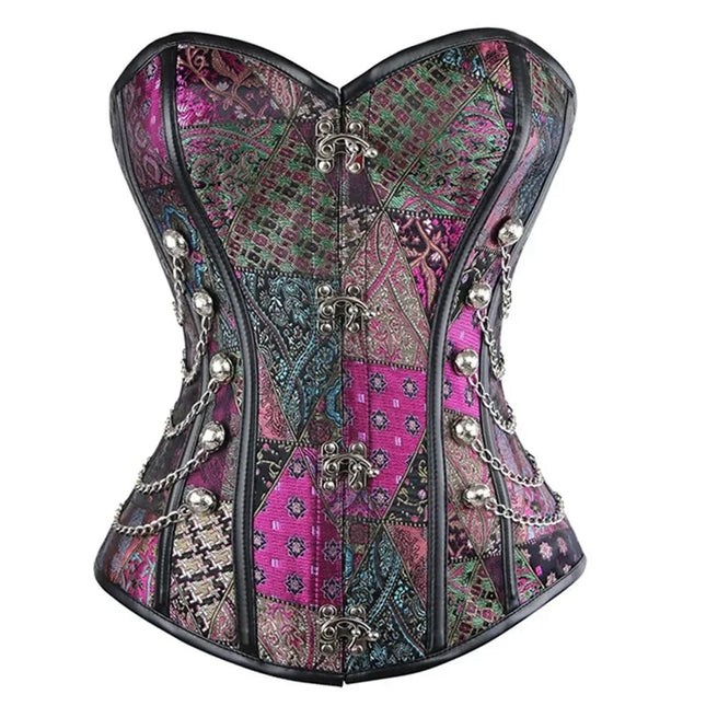 Steampunk Überbrustkorsett Retro Gothic Kleidung Damen Clubwear Bustier Korsett