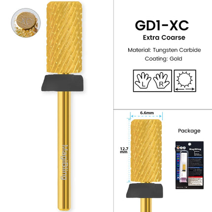 Gold Carbide Nail Drill Bits Milling Cutter Large Barrel Pro Reversed Durable Granding Polishing Tools Accessories 4XC
