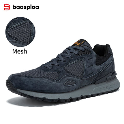Baasploa Men Casual Walking Shoes Leather Upper Fashion Sneakers Comfort Daily Wear Lifestyle Footwear Classic Sport Shoes