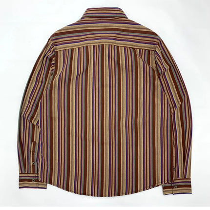 2025 Autumn New Japanese Retro Long-Sleeve Lapel Ethnic Striped Shirt Men's Literary 100% Cotton Washed Casual Loose Blouses