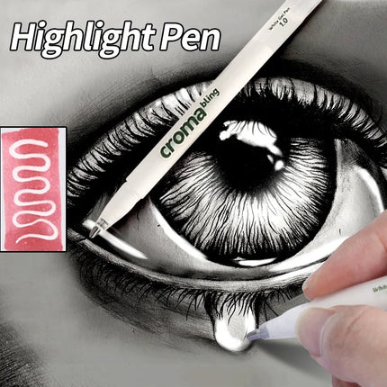 Croma 1/3/5Pcs 1.0mm Highlight White Gel Pen Highlight Marker Pen Fine Tip for Student Drawing Art Writing Supplies