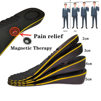 Ultralight Invisible Height Increase Insoles For Men Women Magnet Massage Shoe Heel Insert 2/3/4/5cm Taller Lift Damping Insoles