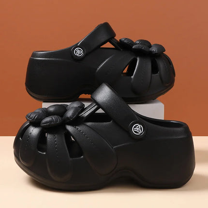 2026 New Women Platform Clogs with Flower Decor,EVA Thick Sole Wedge Sandals Non-slip Breathable Garden Shoes Summer Beach Shoes