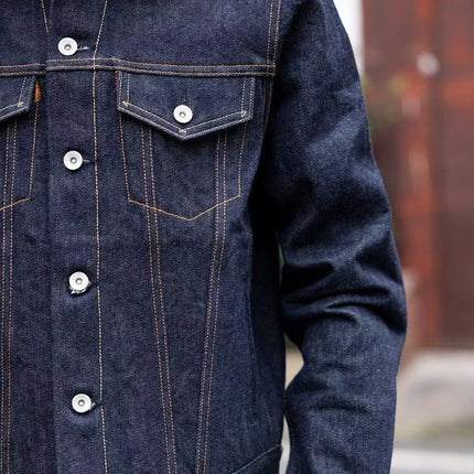 Red Tornado 21oz Type 3 Trucker Jacket in Indigo Rugged Style Men's Raw Selvage Denim Outerwear One-washed