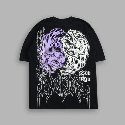 Wolf Head Men's and Women's Short-Sleeved American Style Fitness and Leisure Loose-Weave Printed Round-neck Cotton T-Shirt