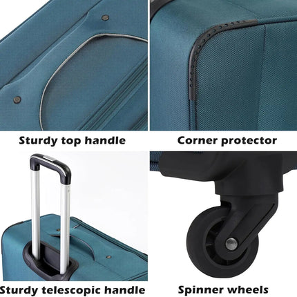 Coolife Luggage 4 Piece Set Suitcase Spinner TSA Lock Softshell lightweight (purple+sliver)