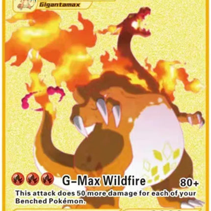 English Version Pokemon Metal Card Anime Figure Pikachu Charizard Mewtwo Battle Trading Game Collection Cards Model Toy Gifts