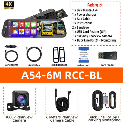 4K HD Car DVR Touch Screen Carplay & Android Auto Dash Cam Night Vision Video Recorder Driving Recorder