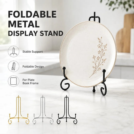 Iron Foldable Metal Plate Display Easel Stand Book Picture Frame Holder Kitchen Counter Home Decoration Storage Rack