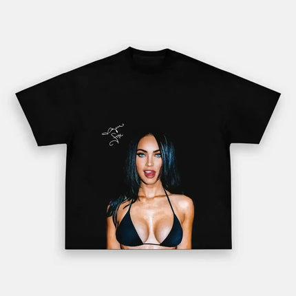 2026 Summer Fashion New O-Neck Oversized Short Sleeve Unisex Fashion Tshirt Megan Fox Signature Portrait Graphic Cotton Shirt