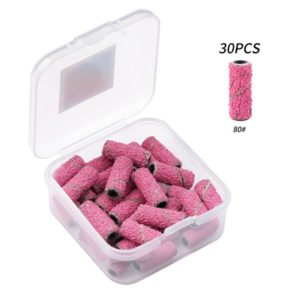50Pc 3.1mm Mini Nail Sanding Bands 120# 80# 240# Cuticle Polishing Sand Ring Stainless Steel Nail Drill Bit Gel Remove Tools Set
