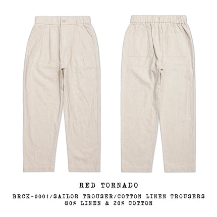 Red Tornado Linen Cotton Casual Pants Summer Men's Lightweight Breathable Leisure Trousers Loose Fit