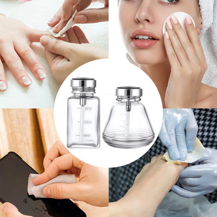 180ml Nail Glass Bottle Press Funnel Press Type Alcohol Bottle Nail Remover Water Empty Bottle Cleaning Liquid Hydraulic Supplie
