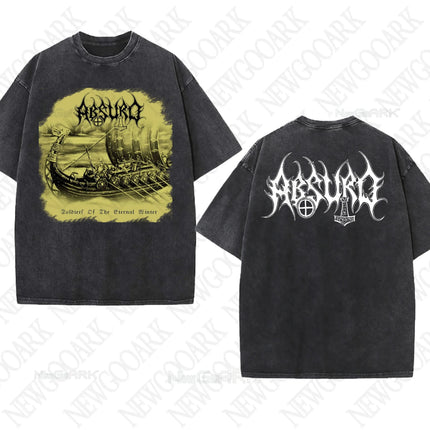 Black Metal Absurd Washed T Shirt Band Gothic Gift Mens Clothing Graphic Vintage Hip Hop T-shirt Streetwear Tees Short Sleeve