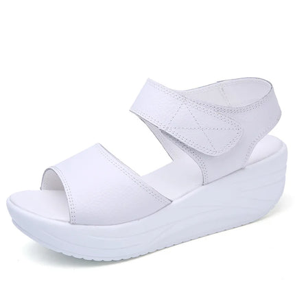 Women's Sandals Thick Bottom Large Size Open Toe Slippers Fashion Student Casual Round Head Soft Sole Anti Slip Shoes