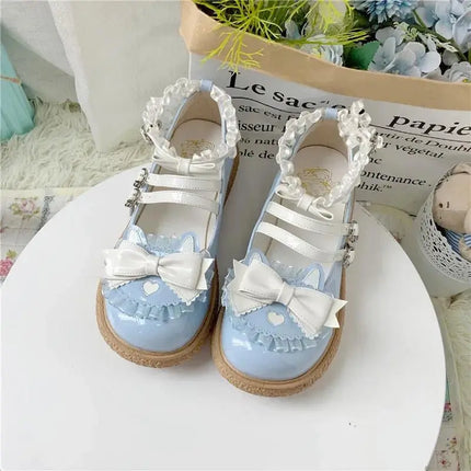 Mary Jane Women Shoes Round Toe Cute Bow Lace Japanese Style Lolita Ladies Footwears High Quality Fashion Korean Style Flats