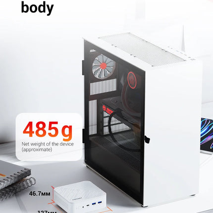 FIREBAT AM02 Mini PC AMD Ryzen 7 H255 DDR5 16GB RAM M.2 PCIe 512GB SSD WiFi6 BT5.2 1000M LAN Windows11 Desktop Computer