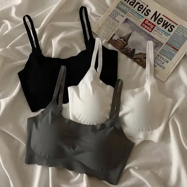 Nahtloser BH Eisseide Weste Push Up BHs Dessous Schlaf Top Gepolsterter Bralette Ohne Stahlring Raffung Dessous Unterwäsche Лифчик