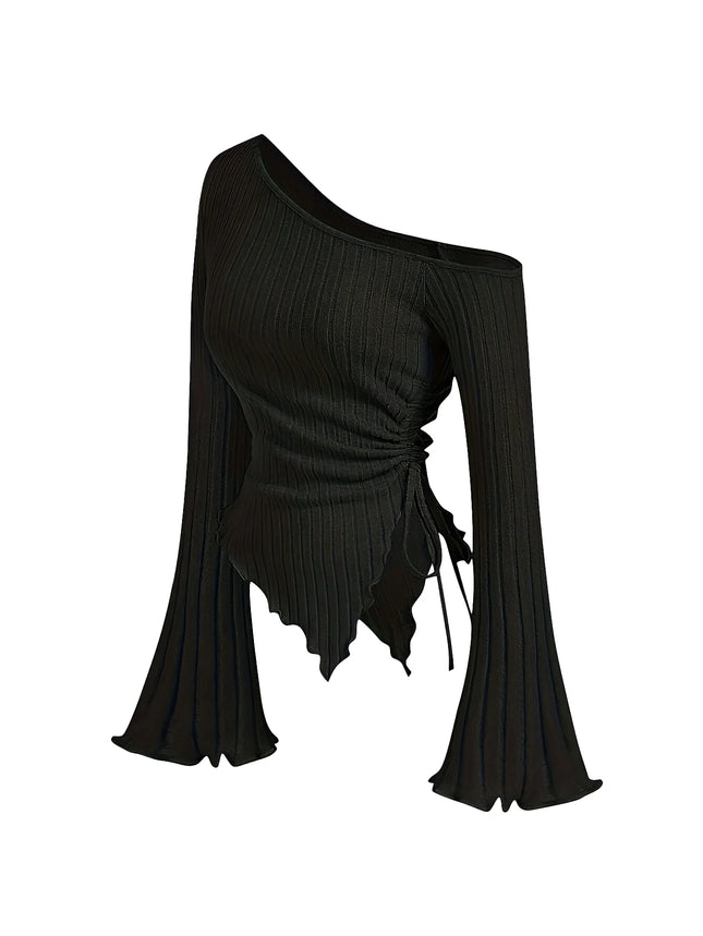 Women's Off-Shoulder Cross Long-Sleeved Slim Fit T-Shirt Asymmetrical Street Style Casual Elegant Top - product image 13