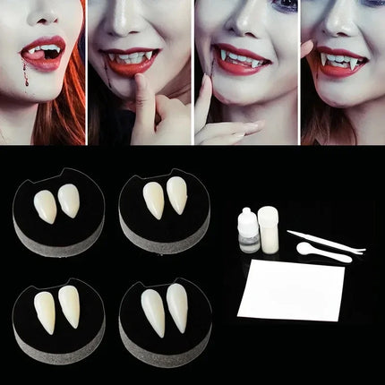 1-4Pcs Halloween Vampire Dentures Prop Halloween party Costume DIY Cosplay Props Decoration False Teeth With Dental Gum