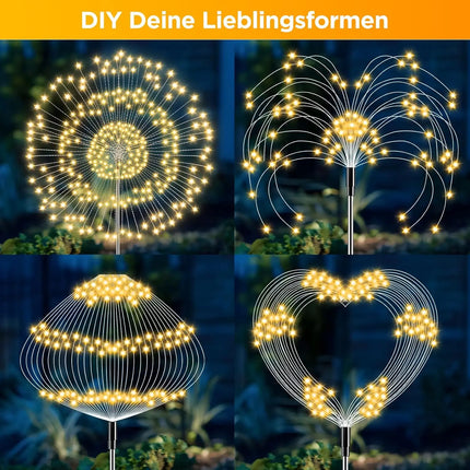 Solar Lights for Outdoor Garden 60/200/420LED Dandelion Lighting Stake Solar Firework Light for Christmas Halloween Lawn Decor