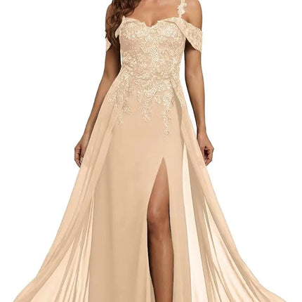 Sequin Lace Mother of The Bride Dresses for Woman with Slit Spaghetti Straps Long Formal Evening Dress
