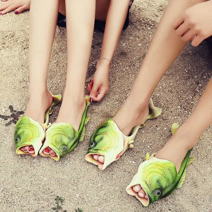 Funny Lifelike Fish Slippers Plus Size 43-47 Women's Weird Animal Slides Beach Slippers Unisex Indoor Outdoor Shoes Flip Flops