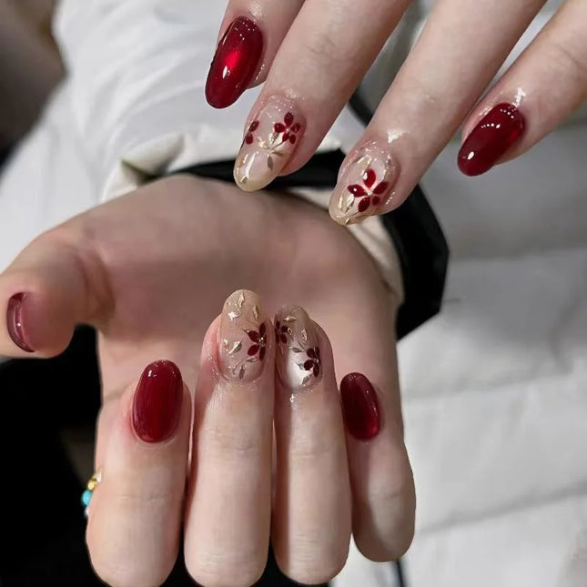 24 piezas de uñas postizas almendradas con flores rosas Kawaii Uñas postizas ponibles Uñas postizas Uñas Postizas Накладные Ногти 네일팁