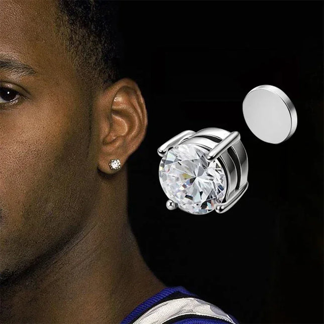 1/3Pairs 6MM Crystal Magnetic No-Pierce Stainless Steel Stud Earrings for Men Punk Zircon Magnet - product image 2