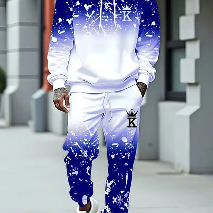 Autumn King 3D Printed Hoodie Suit Men Sweatshirts Sweatpants Casual Fashion Two Piece Tracksuit Set Men's Clothing