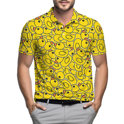 Retro 80s 90s Pattern Men's Golf Polo Shirt Summer 3d Printing Lapel Shirt Street Loose Short Sleeve Tops Button Tee Shirts