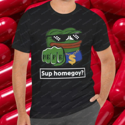 Pepe Frog Thug Tee Graphic Meme Shirt 4chan Bad Goy Harajuku Graphic T Shirts Funny Outdoors High Quality Cotton Short-sleev Top