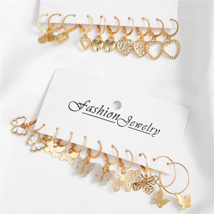 YOBEST Big Gold and Silver Color Heart Earrings for Women, Butterfly Dangle Earring Set, Female Jewelry Gifts, New Fashion, 2025