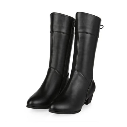 2025 Mid Calf Boots for Women Shoe Outdoor Ladies Footwear Size 34-42 Winter Fuzzy Motorcycle Boots Fashion Outdoo Black Botas