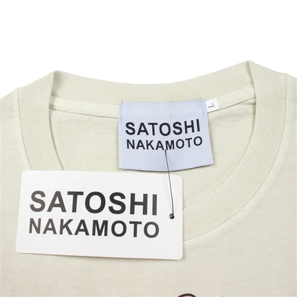 High Street Retro Hip-Hop Satoshi Nakamoto T Shirt Men Women Classic Letter Print Wash loose Casual plus size Short-Sleeve Tees