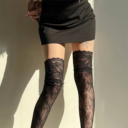Women's Lace Fishnets Stockings Sexy JK Lolita Over The Knee Socks Autumn/Summer Retro Thigh Highs Tights Breathable Fishnets