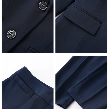 Single-Breasted Notch Lapel Suit Set: Slim-Fit Blazer & Formal Trousers, Minimalist Commuter Style with Elegant Sophistication