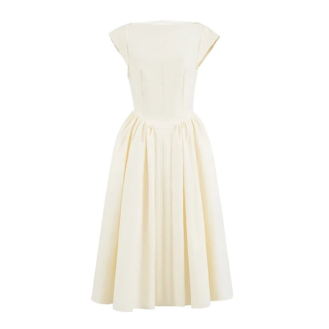 YENKYE 2025 Damen sexy rückenfreies elegantes Party-Midikleid Kurzarm O-Ausschnitt einfarbig A-Linie Herbstkleider weibliche Vestidos