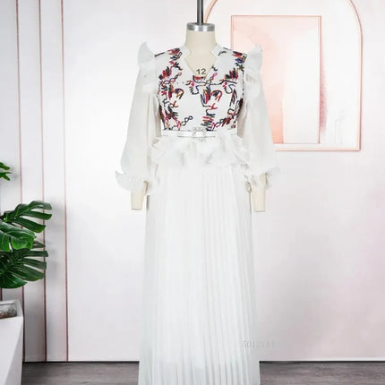 2026 Spring Chiffon Long Dresses Elegant Women Wedding Birthday Party Gown Pleated Maxi Dress African Clothes Dubai Abaya Kaftan