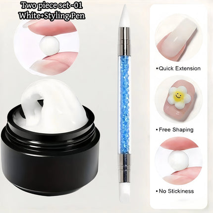 3D Nail Gel, Non-Sticky Hard Long-Lasting Overlay, Creates 3D Bow Geometric Letter Shapes, Salon Quality, Soluble Residue-Free A