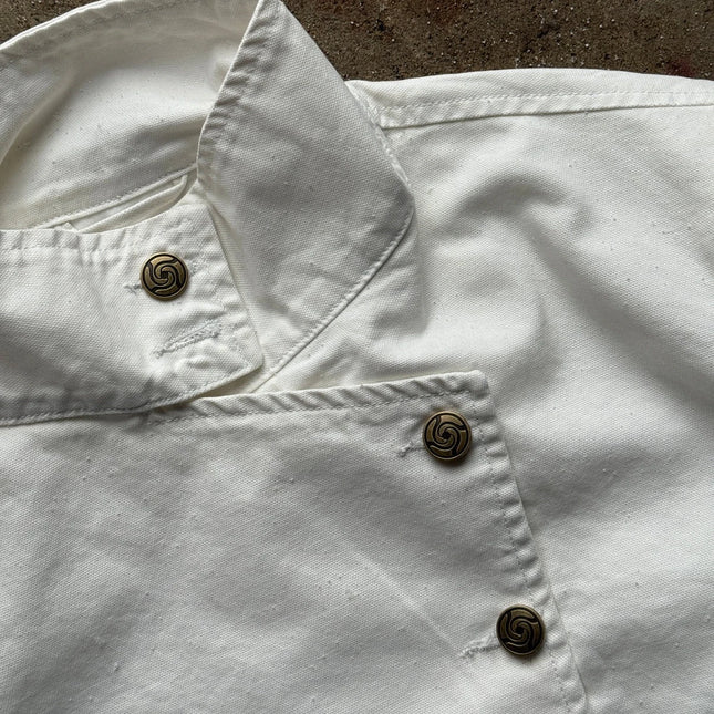 Chaqueta de esgrima blanca Y2K, estilo retro, cuello alto, informal, de mezclilla, a la moda, ropa de calle, hip hop, para hombres y mujeres
