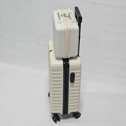 2-Piece Set, 20inch Rolling Luggage and Suitcase Combination, Pp Anti-Drop and Pressure-Resistant Hard Shell Material, Layered Storage, Zipper Closure
