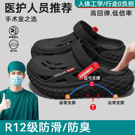 Operating room hole shoes men's 2026 summer new non-slip deodorant arch support wear wear wear cool slippers men