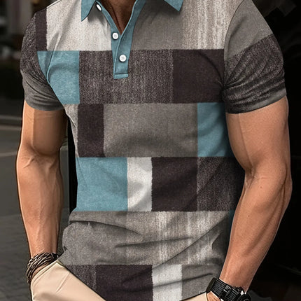 Fashion Harajuku Fitness Ropa Hombre Loose Casual Sportswear POLO Shirt Plaid Printing Button Short Sleeve Tee Shirts GYM Tops