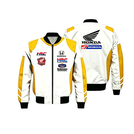 HRC HONDA Motorcycle Racing Men's and Women's Jacket Stand up Collar Full Zipper Windproof Motorcycle Rider Casual Sports Coat