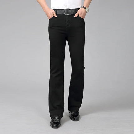 2026 Men's Four Seasons New Flared Jeans Mid-Waist Stretch Boot Cut Business Fashion Trend Casual Wide Leg Pants