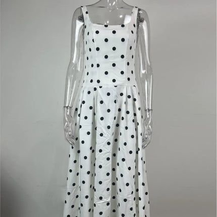 Dresses 2025 Woman White Polka Dot Waist-hugging Sexy Suspender Dress Trendy Simple Style Casual Commuting Fashion Vestidos Chic