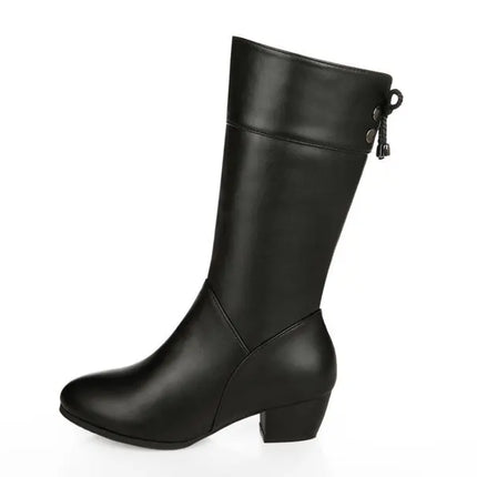 2025 Mid Calf Boots for Women Shoe Outdoor Ladies Footwear Size 34-42 Winter Fuzzy Motorcycle Boots Fashion Outdoo Black Botas